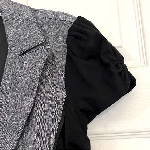 🌸3/$25 Candies Linen Blend Black & Gray Blazer Jacket with Ruching Detail Size M - Picture 5 of 16